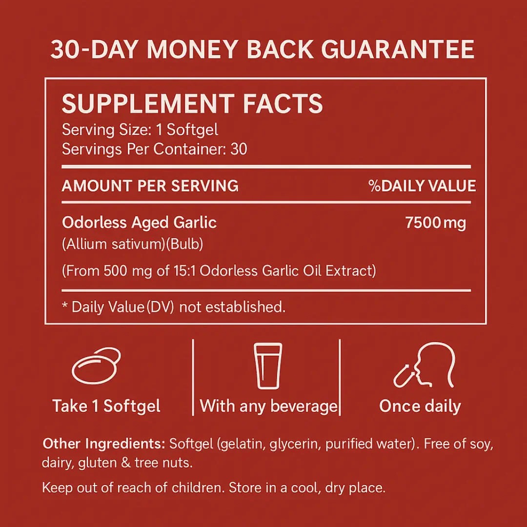 Aged Garlic Extract - 7500mg Odorless Softgels