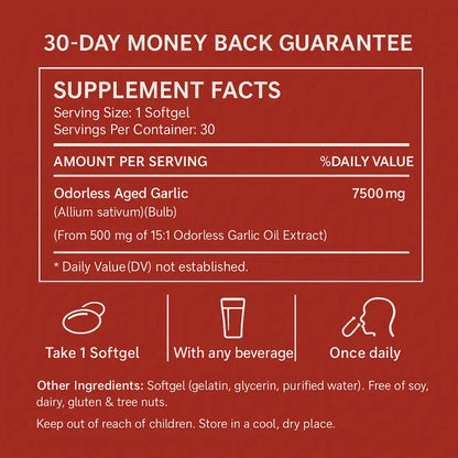 Aged Garlic Extract - 7500mg Odorless Softgels